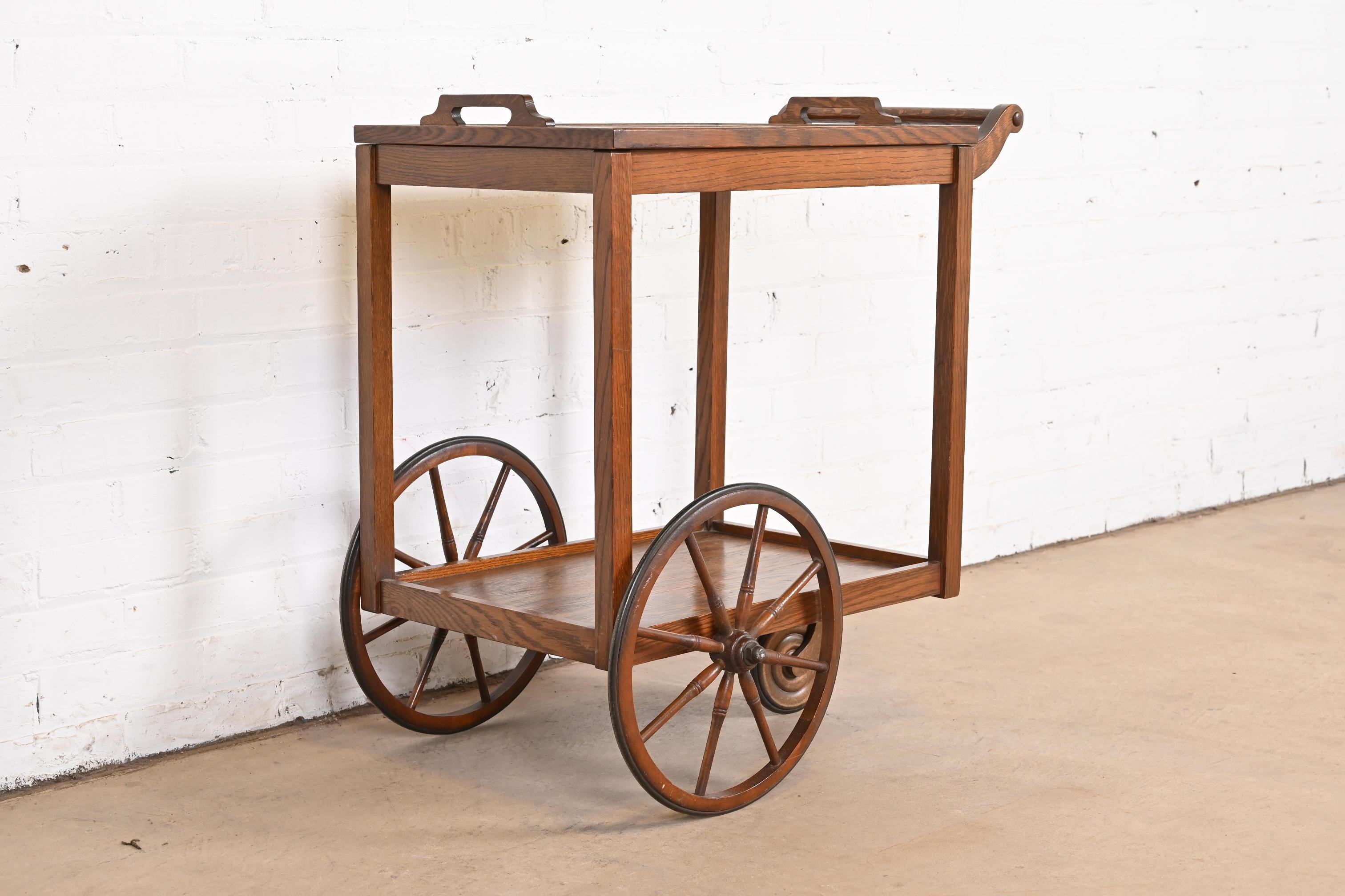 antique tea cart with glass tray