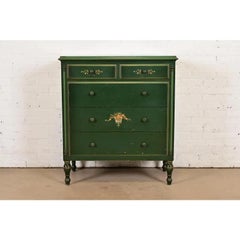 Stickley Brothers Antique Early American Green Lacquered Dresser, Circa 1920s