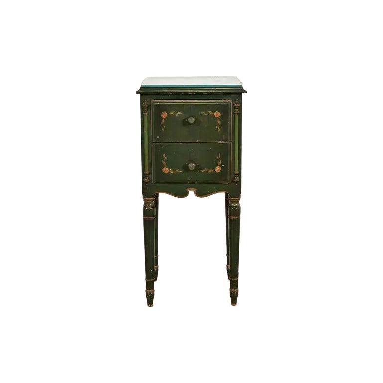 Stickley Brothers Antique Early American Green Lacquered Nightstand, Circa 1920s