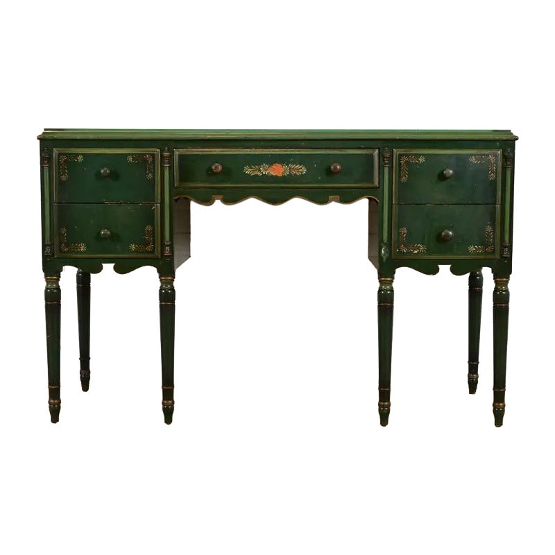 Stickley Brothers Antique Early American Green Lacquered Vanity, Circa 1920s