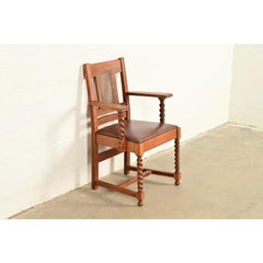 Antiker „Mission“-Sessel aus Eiche und Rattan im Arts-and-Crafts-Stil von Stickley Brothers