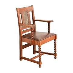 Antiker „Mission“-Sessel aus Eiche und Rattan im Arts-and-Crafts-Stil von Stickley Brothers