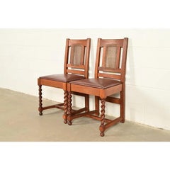 Stickley Brothers Antique Mission Oak and Cane Arts & Crafts Side Chairs, Pair