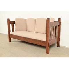 Stickley Brothers Antique Mission Oak Arts and Crafts Settee, Fully Restored