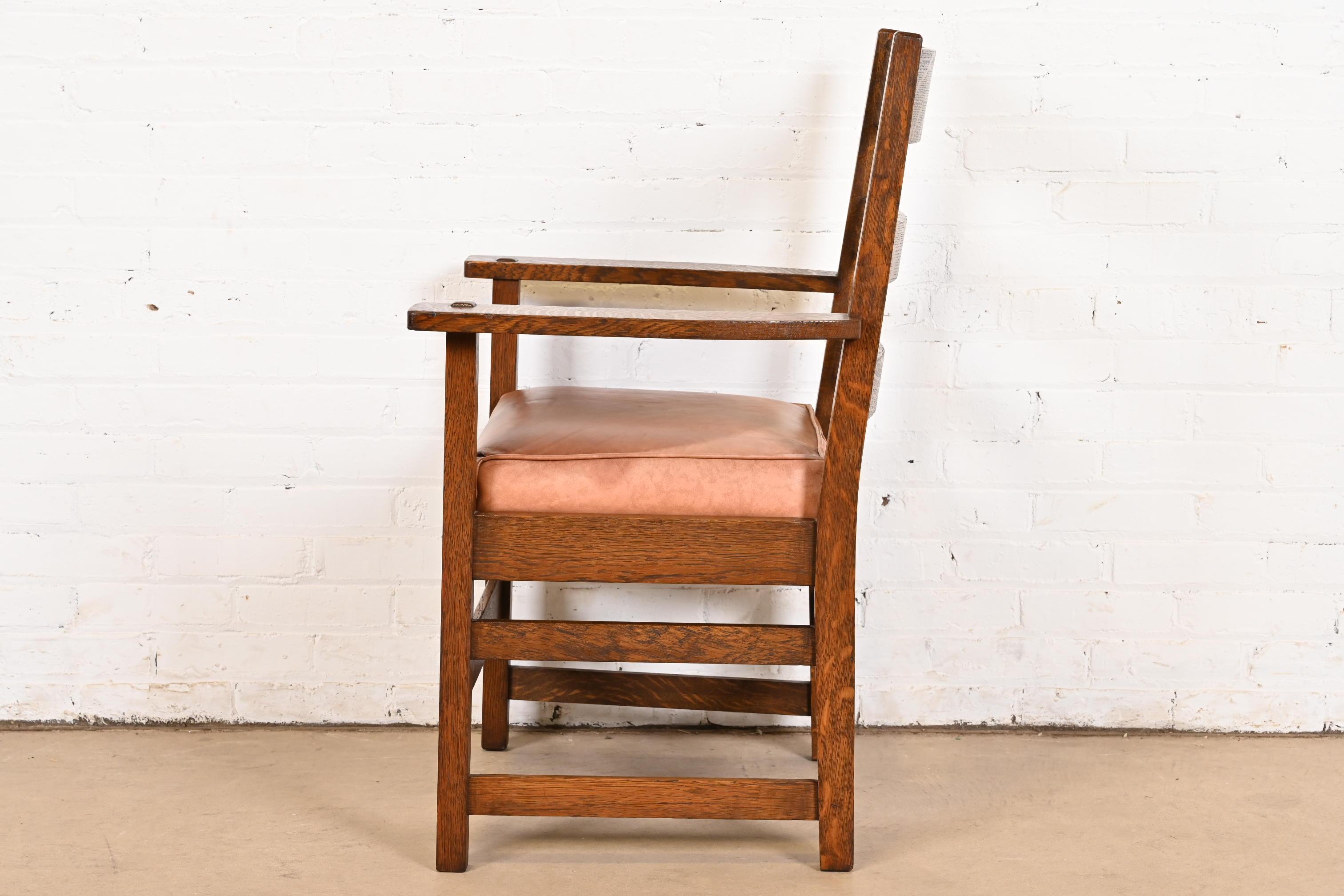 Stickley Brothers Antique Mission Oak Arts & Crafts Armchair, Circa 1900 For Sale 3