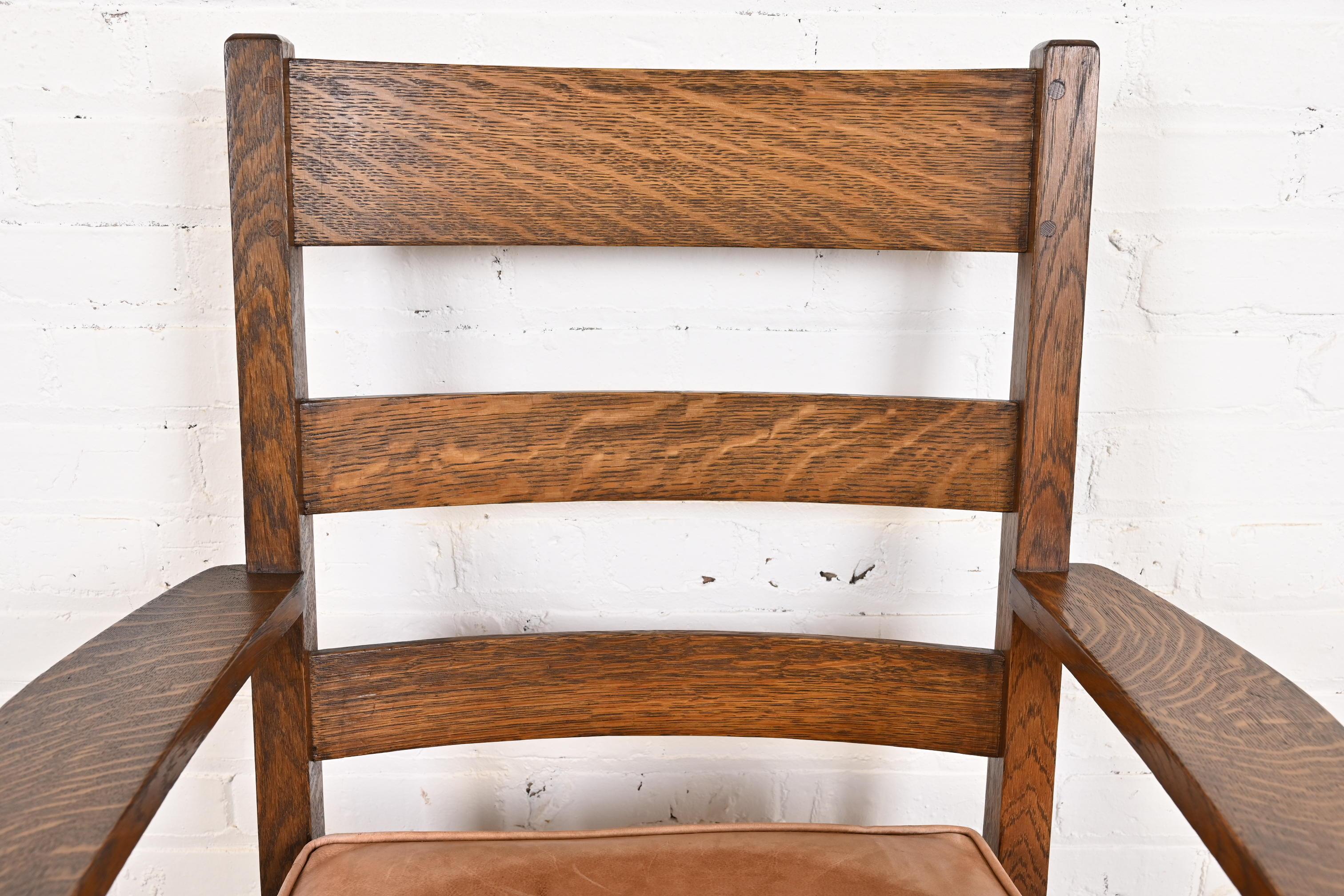 20th Century Stickley Brothers Antique Mission Oak Arts & Crafts Armchair, Circa 1900 For Sale