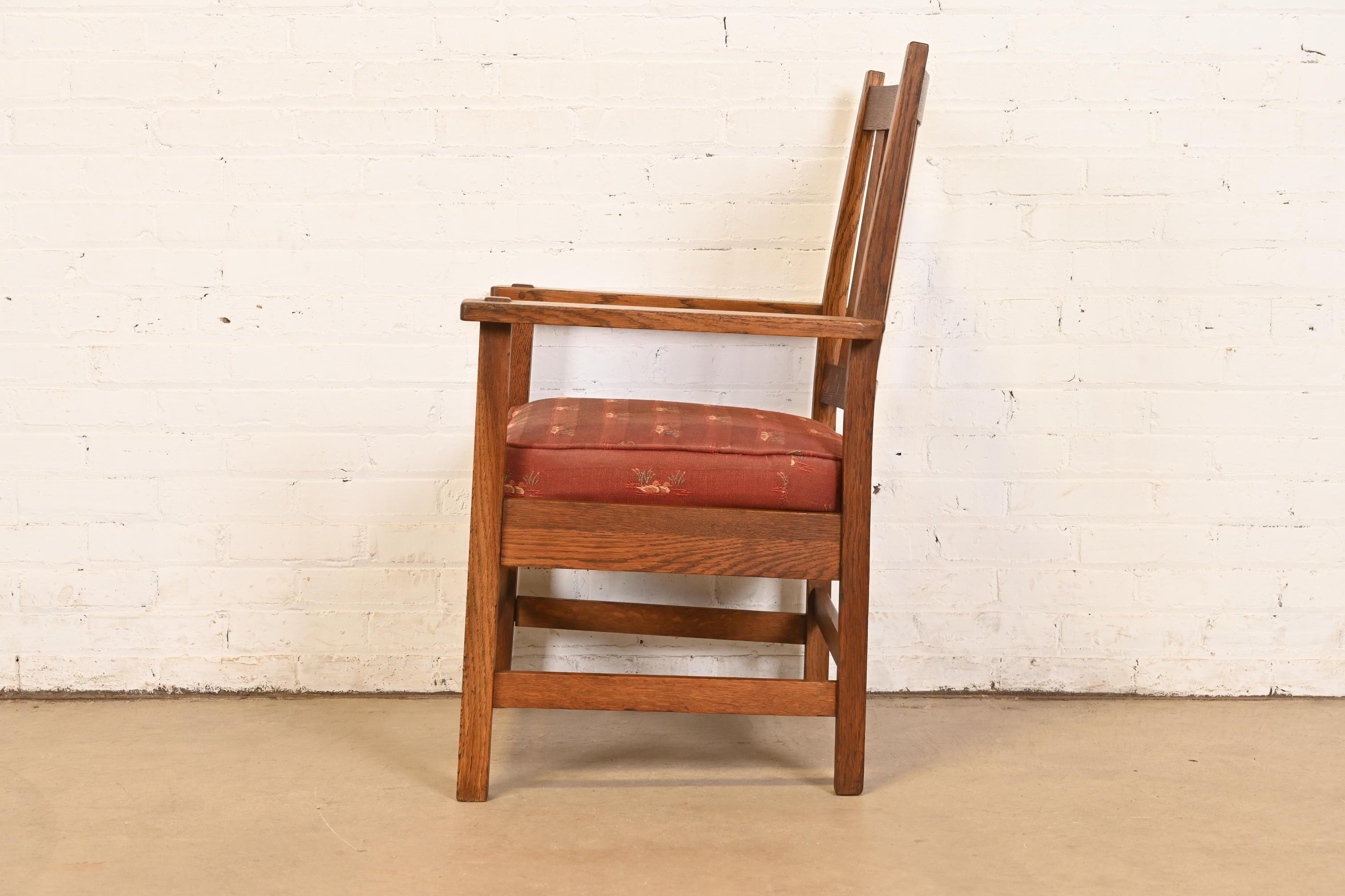 Stickley Brothers Sillón antiguo Mission Arts & Crafts de roble, Circa 1900 en venta 1