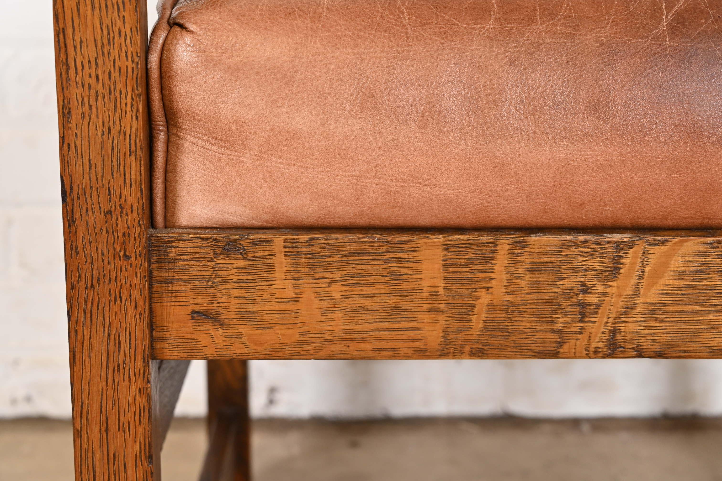 Stickley Brothers Antique Mission Oak Arts & Crafts Armchair, Circa 1900 For Sale 2