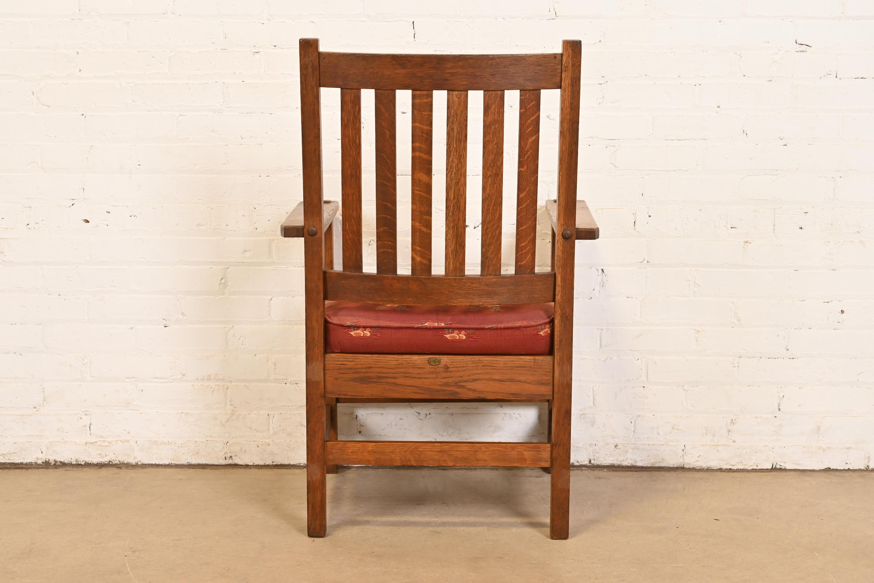 Stickley Brothers Sillón antiguo Mission Arts & Crafts de roble, Circa 1900 en venta 2