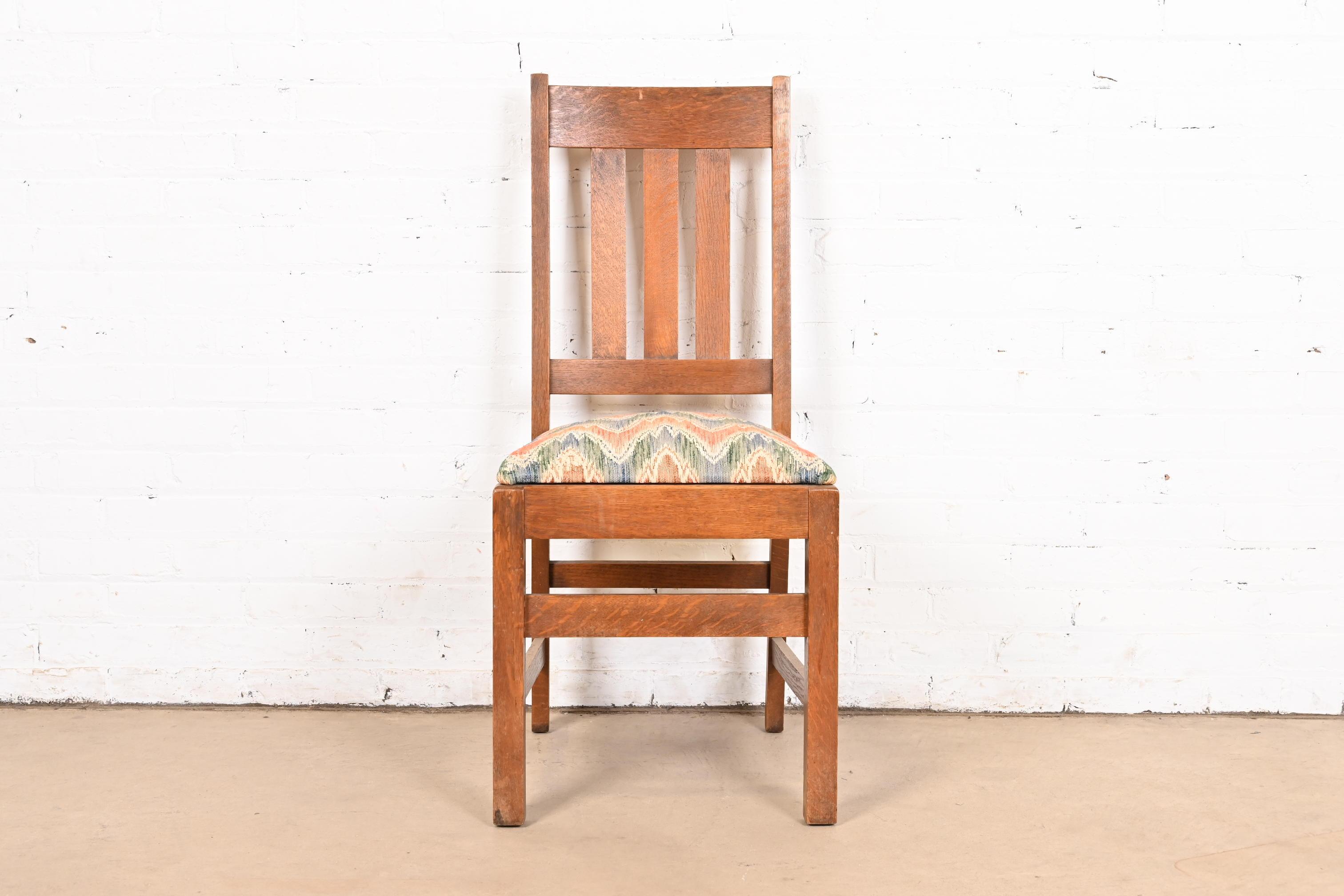 American Stickley Brothers Antique Mission Oak Arts & Crafts Desk Chair or Side Chair For Sale