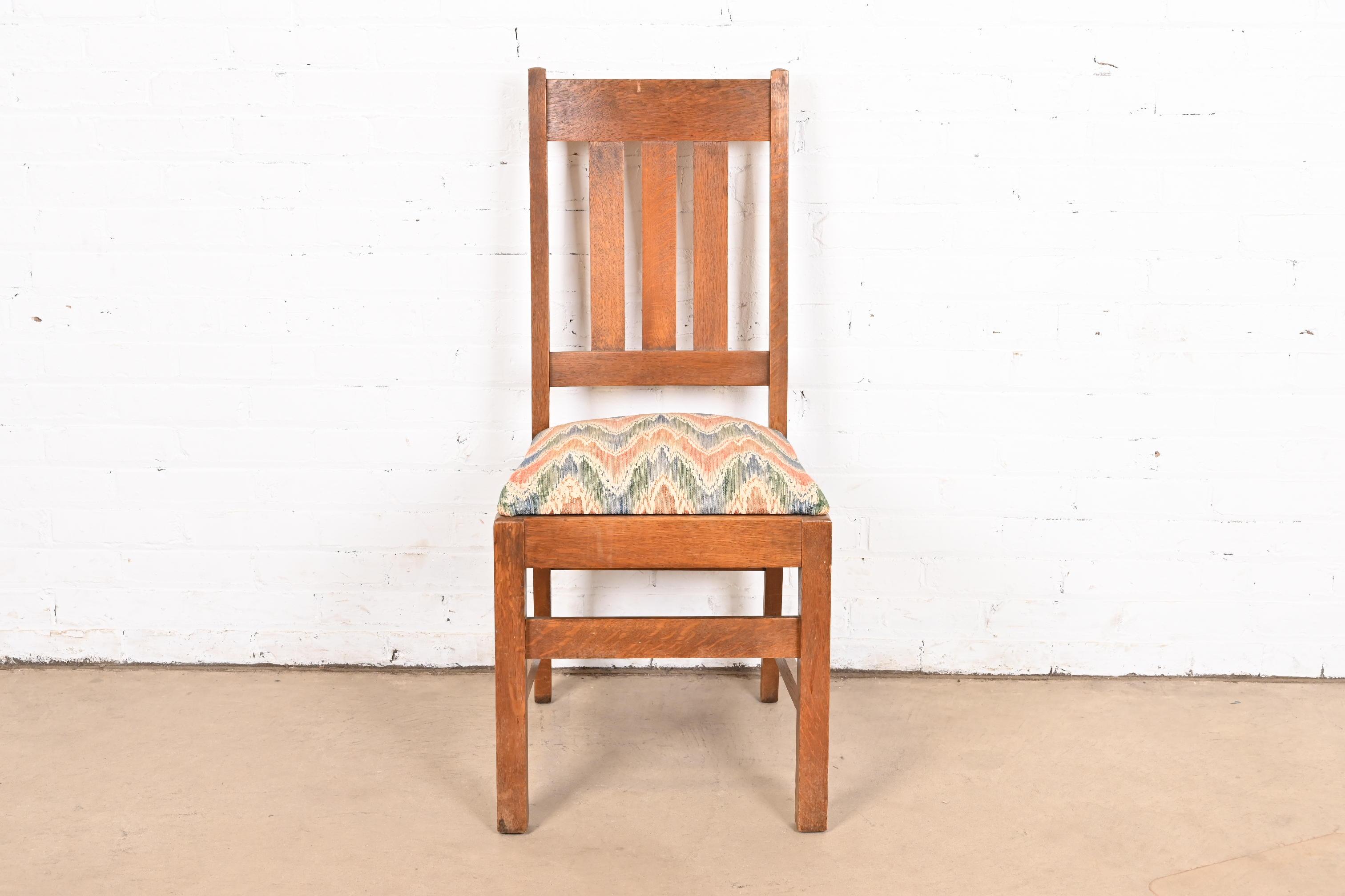 Stickley Brothers Antique Mission Oak Arts & Crafts Desk Chair or Side Chair In Good Condition For Sale In South Bend, IN