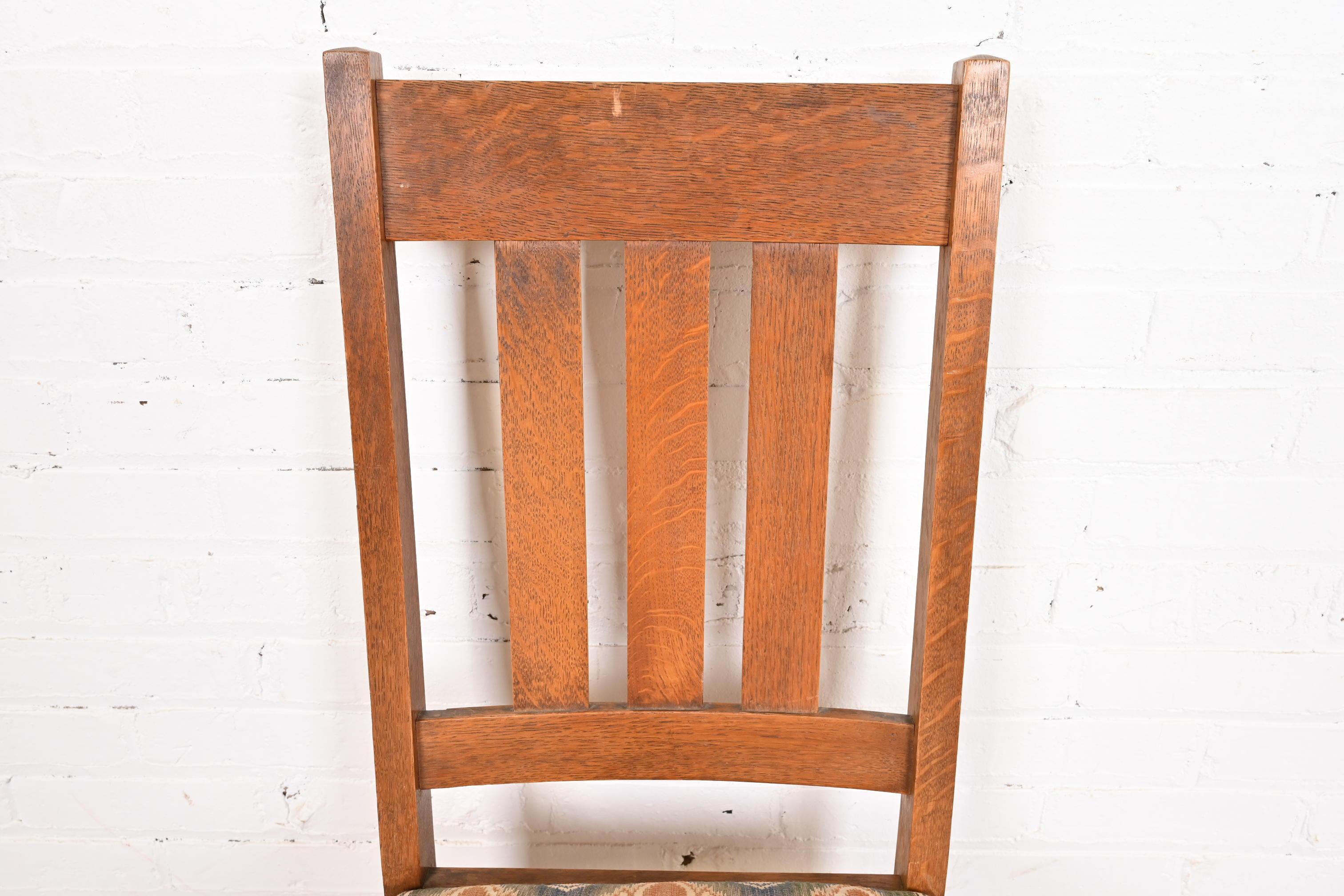 Upholstery Stickley Brothers Antique Mission Oak Arts & Crafts Desk Chair or Side Chair For Sale