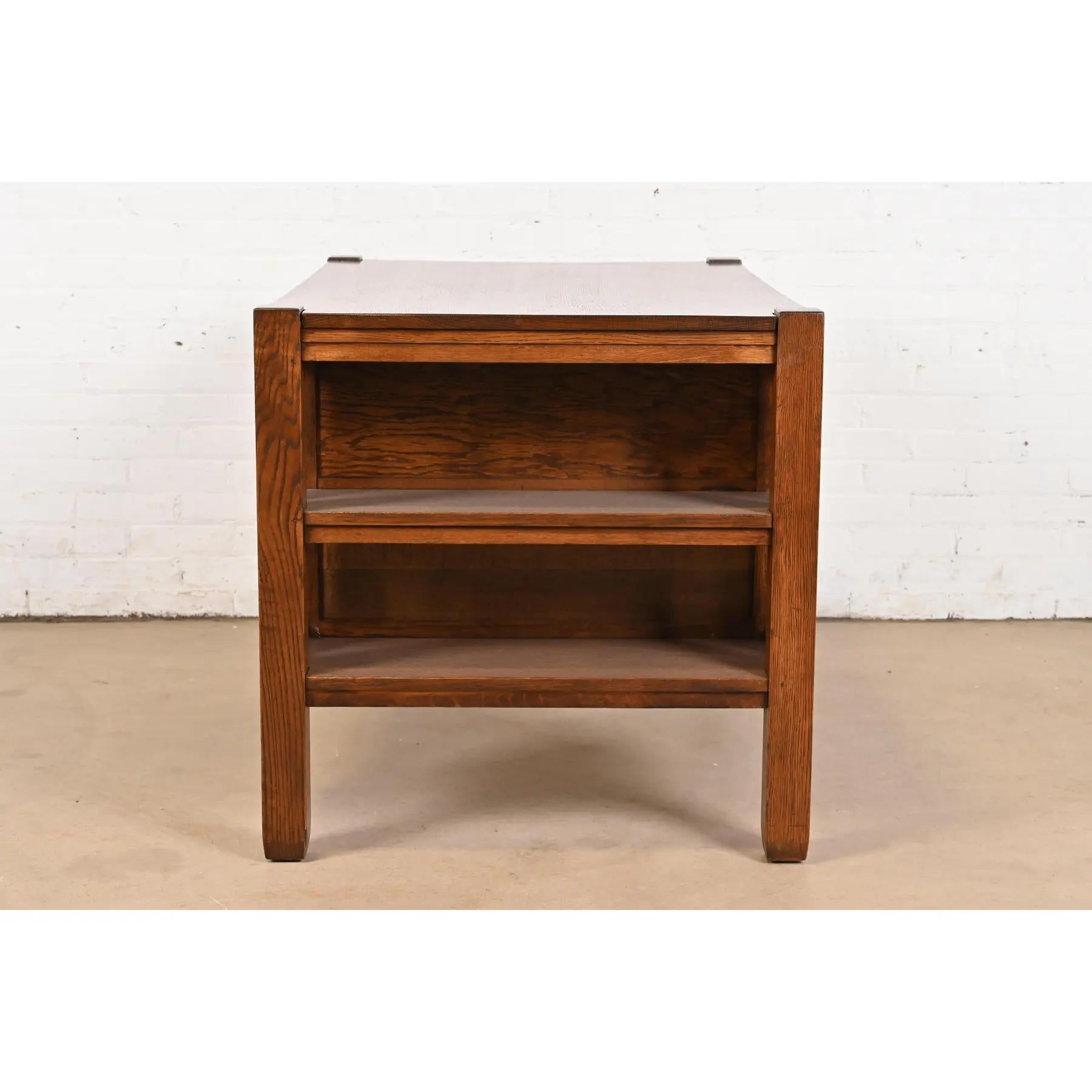 Stickley Brothers Antique Mission Oak Arts & Crafts Desk, Newly Refinished For Sale 3