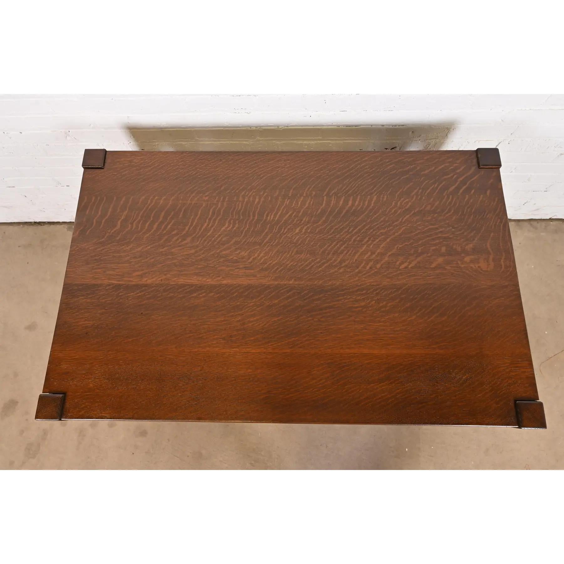 Stickley Brothers Antique Mission Oak Arts & Crafts Desk, Newly Refinished For Sale 2