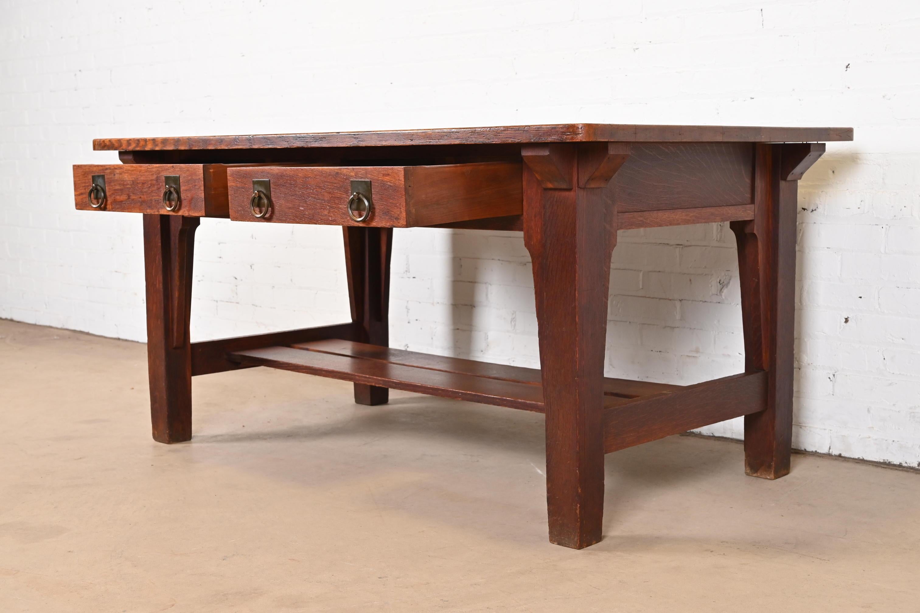 Stickley Brothers Antique Mission Oak Arts & Crafts Desk or Library Table For Sale 4