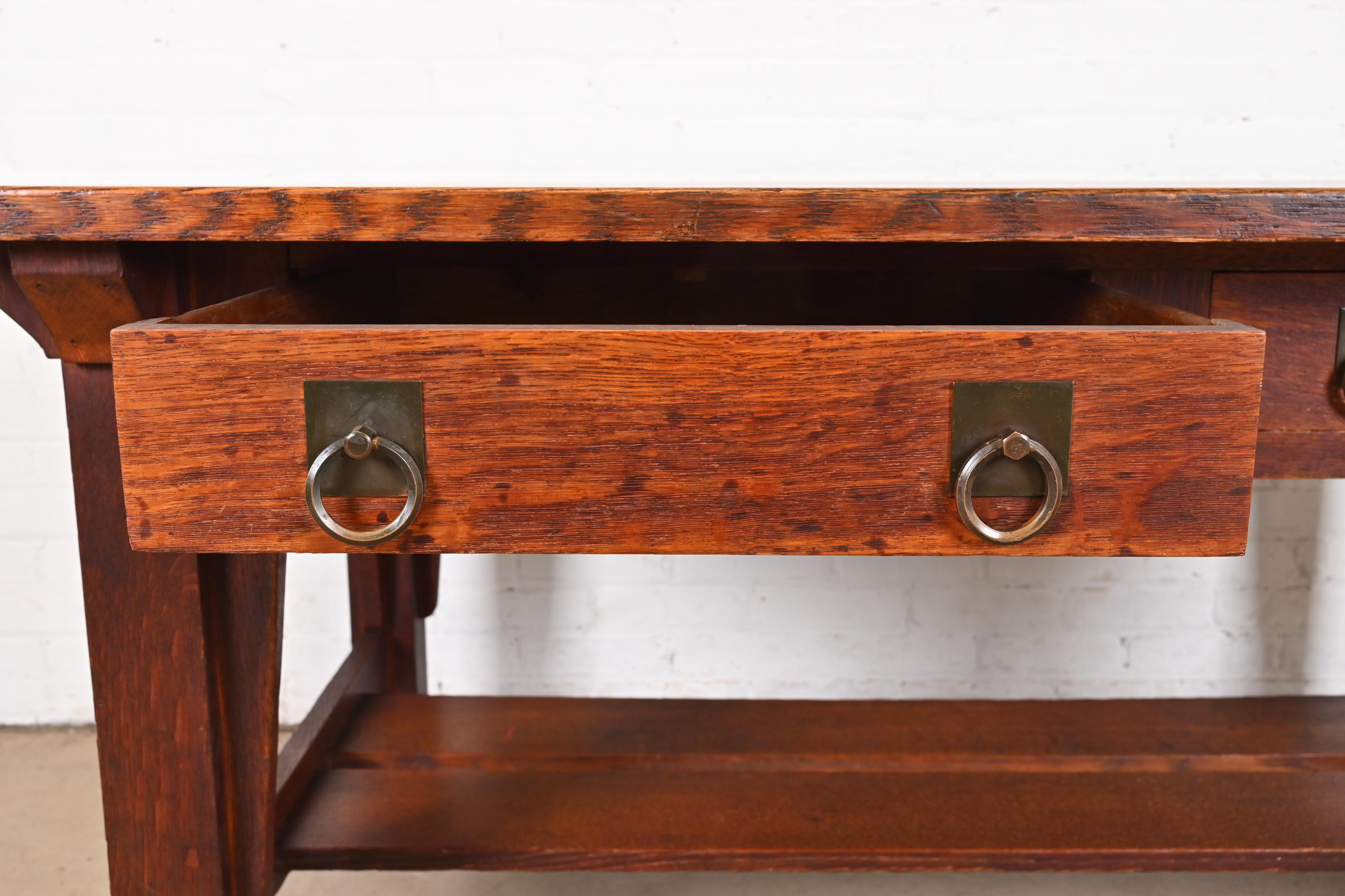 Stickley Brothers Antique Mission Oak Arts & Crafts Desk or Library Table For Sale 6