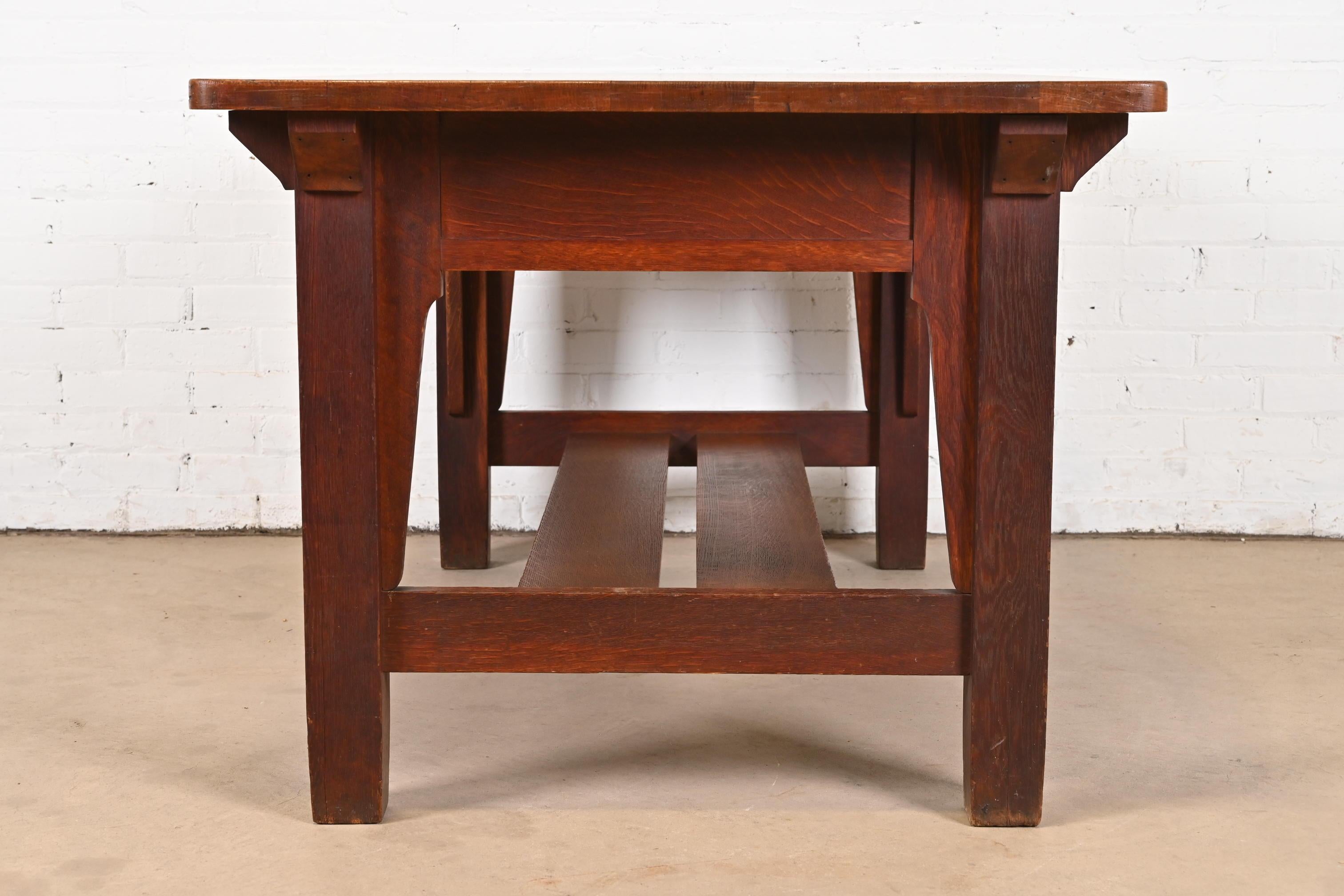 Stickley Brothers Antique Mission Oak Arts & Crafts Desk or Library Table For Sale 10