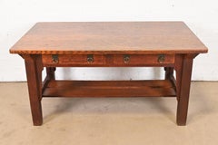 Stickley Brothers Antiques Mission Arts & Crafts Scrivania o tavolo da biblioteca in quercia