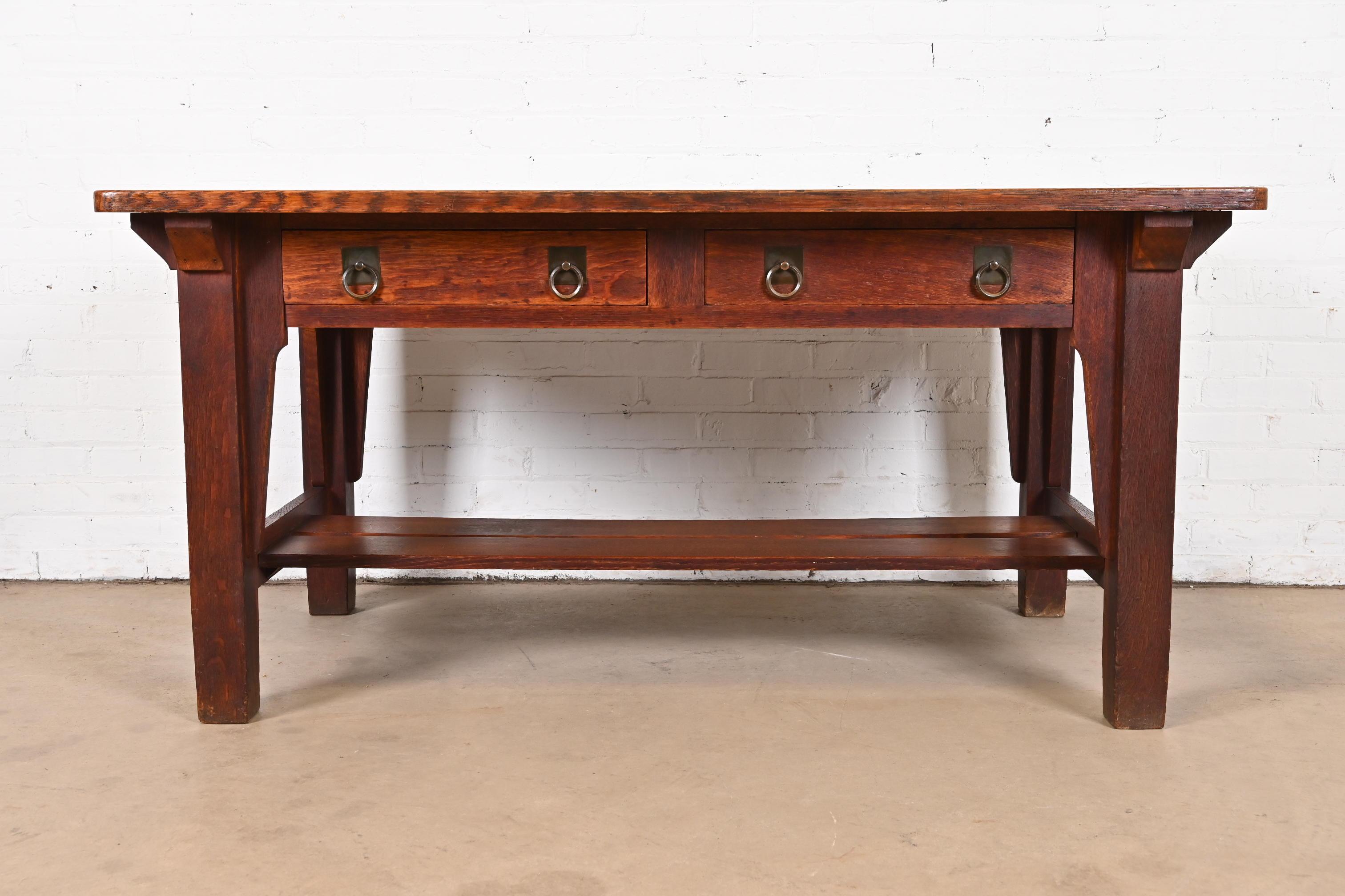 Escritorio o mesa de biblioteca Stickley Brothers Antique Mission Oak Arts & Crafts Artes y manualidades en venta