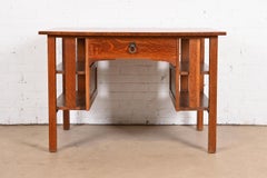 Stickley Brothers Antique Mission Oak Arts & Crafts Desk With Built-In Bookcases
