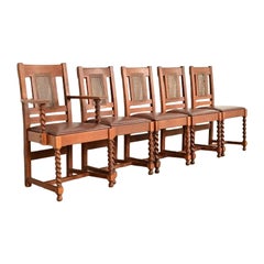 Stickley Brothers Antique Mission Oak Arts & Crafts Dining Chairs, Set of Five