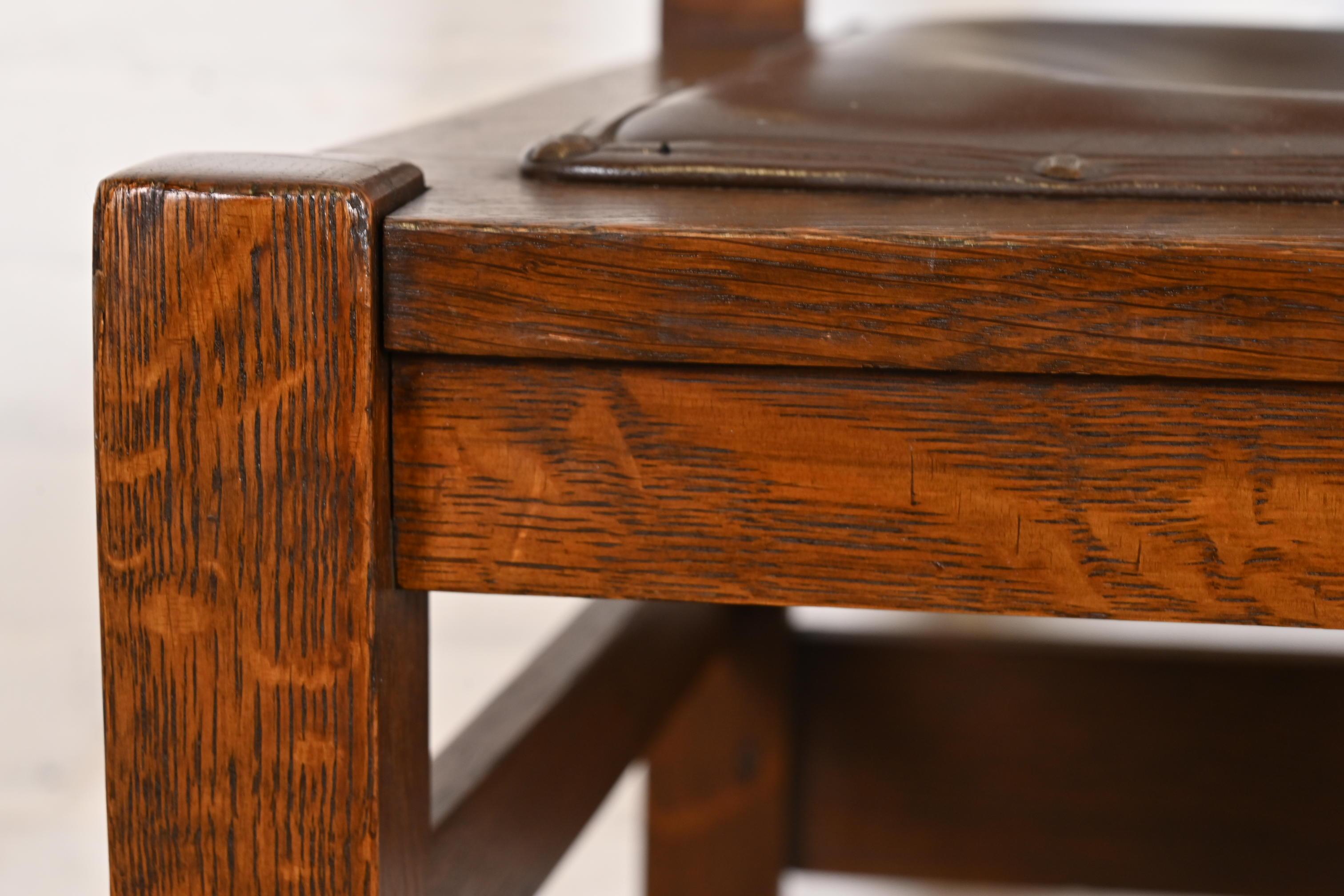 Stickley Brothers Antique Mission Oak Arts & Crafts Dining Chairs, Set of Four 4