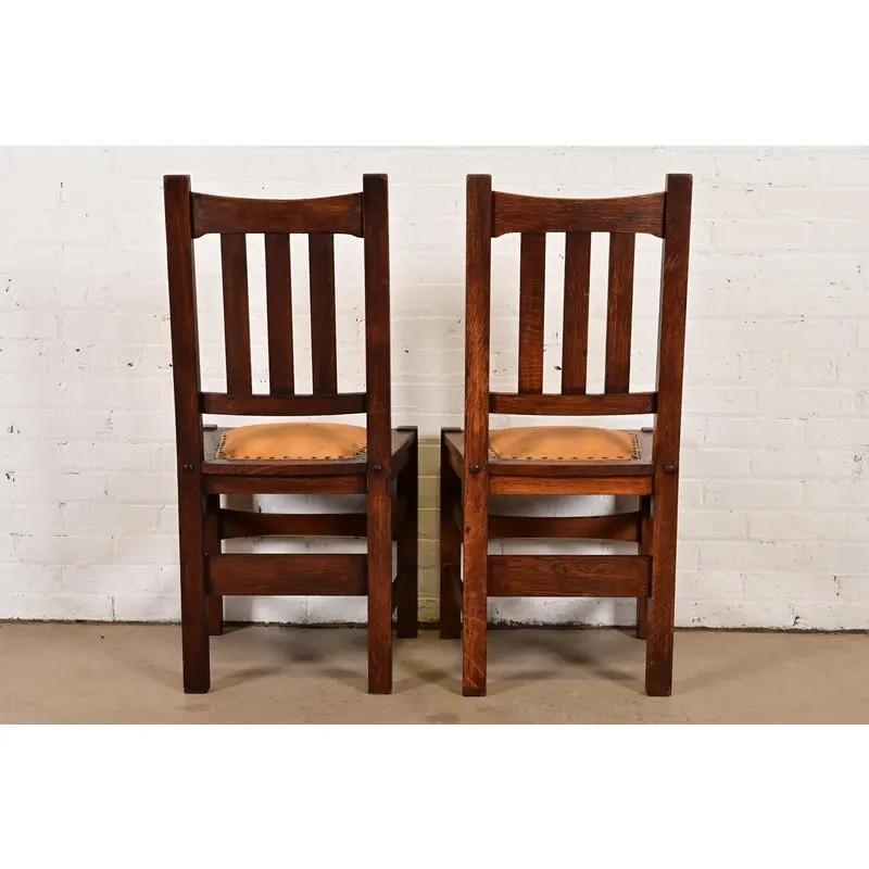 Stickley Brothers Antike Mission Arts & Crafts Eiche Esszimmerstühle, Satz von vier im Angebot 4