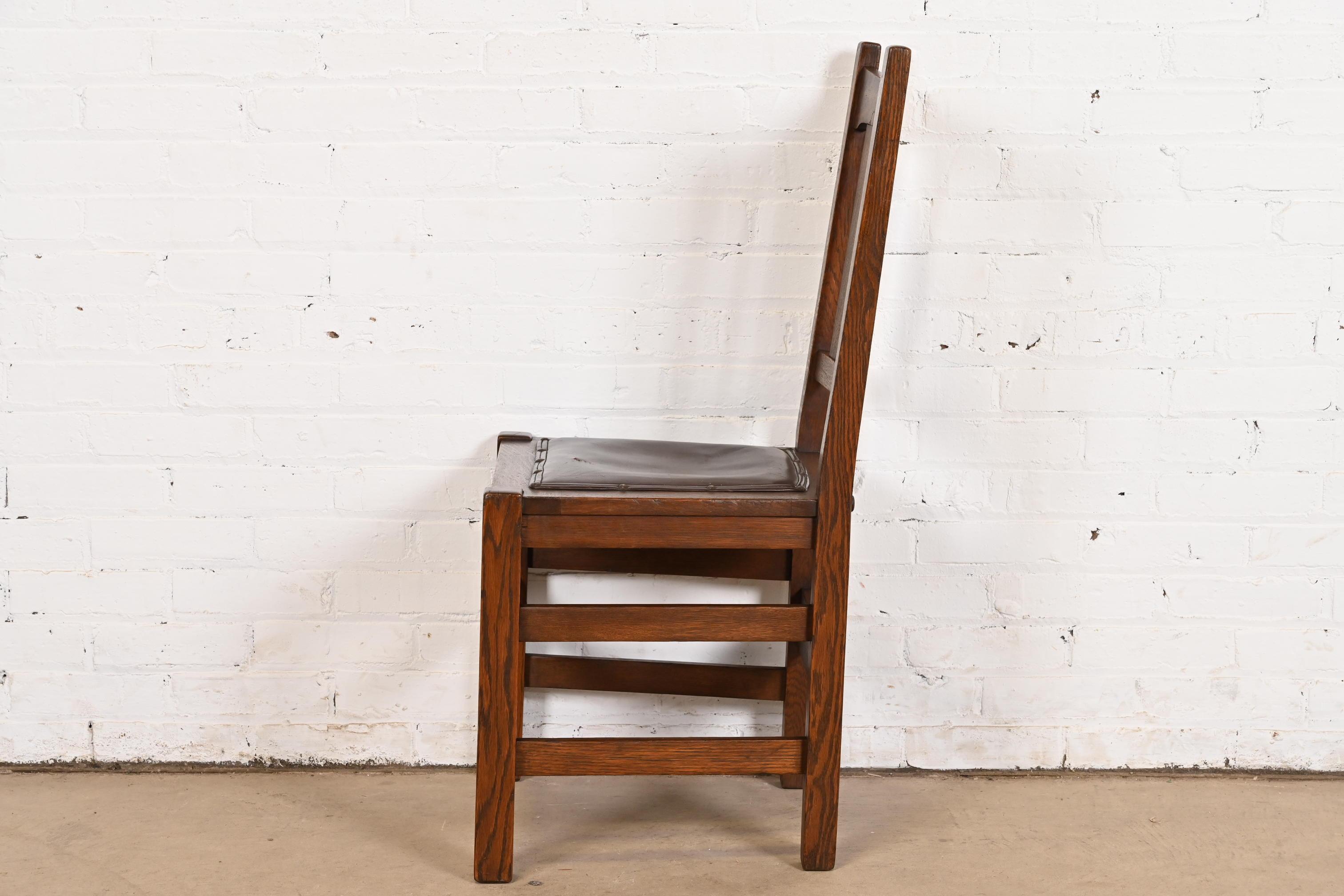 Stickley Brothers Antique Mission Oak Arts & Crafts Dining Chairs, Set of Four 5