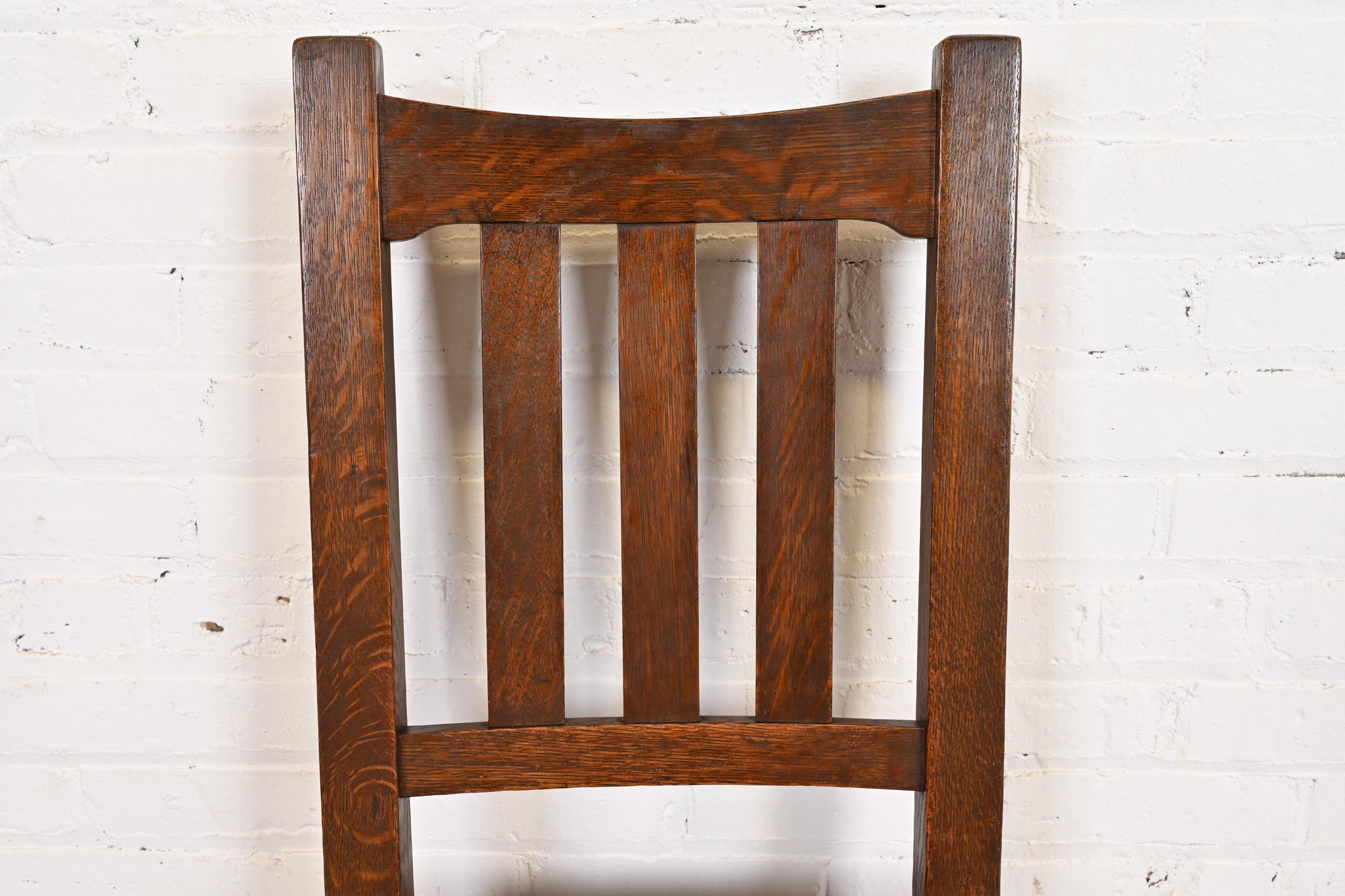 Stickley Brothers Antique Mission Oak Arts & Crafts Dining Chairs, Set of Four 1