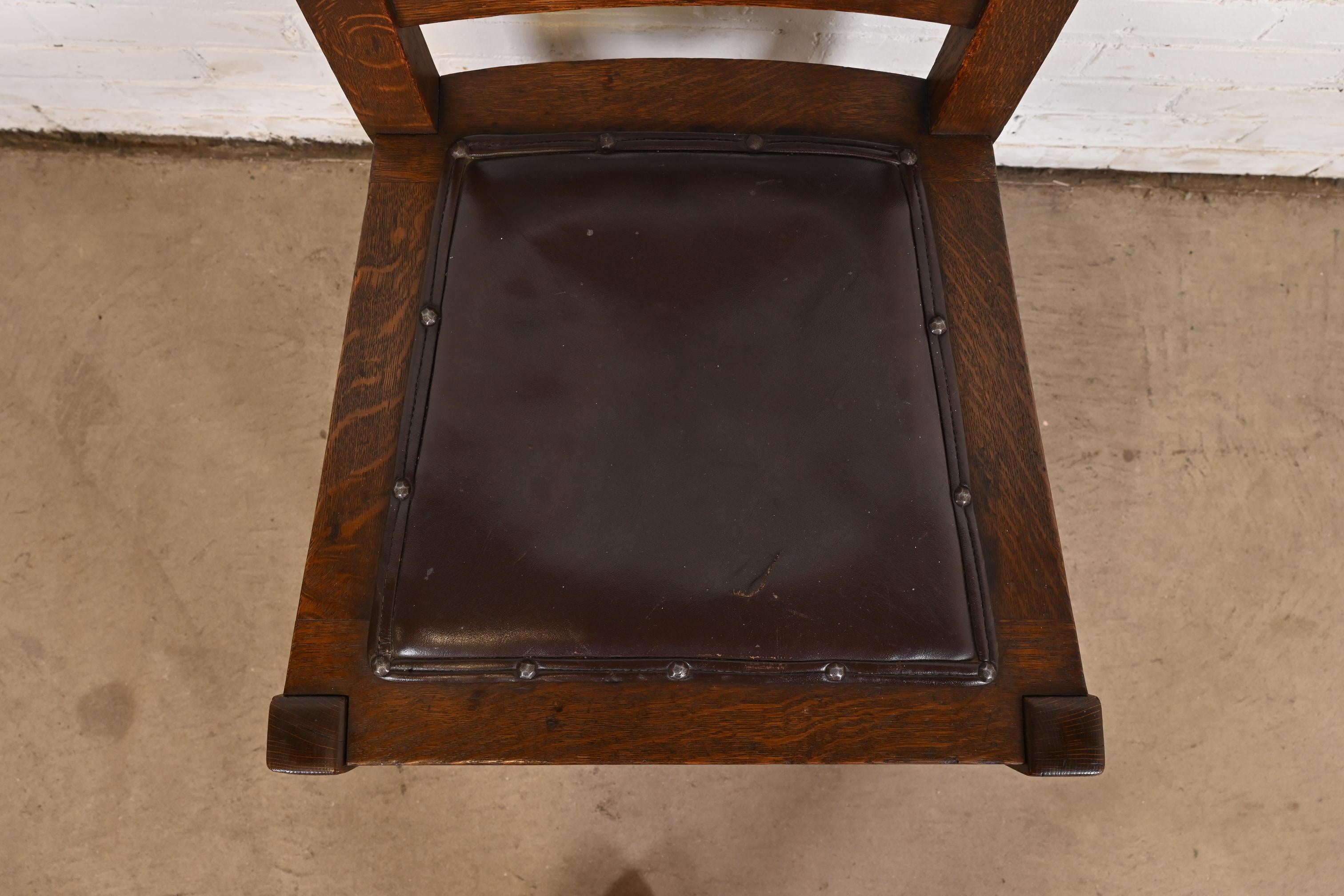 Stickley Brothers Antique Mission Oak Arts & Crafts Dining Chairs, Set of Four 2