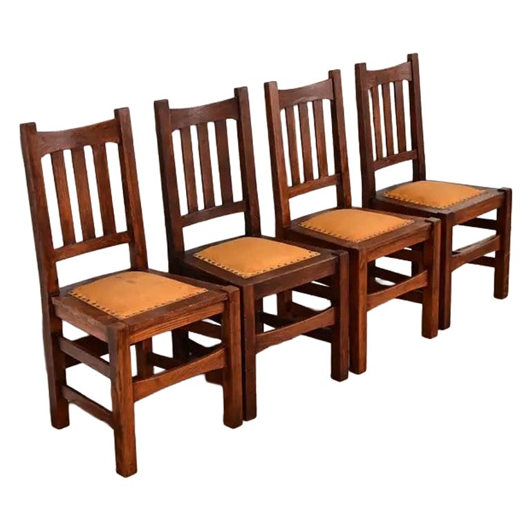 Stickley Brothers Antike Mission Arts 
Crafts Eiche Esszimmerstühle, Satz von vier