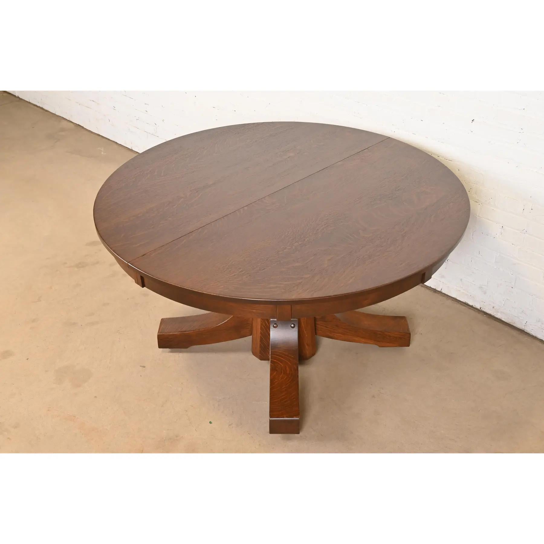 Stickley Brothers Antiker Missions-Esstisch aus Eiche im Arts & Crafts-Stil, neu lackiert (amerikanisch) im Angebot