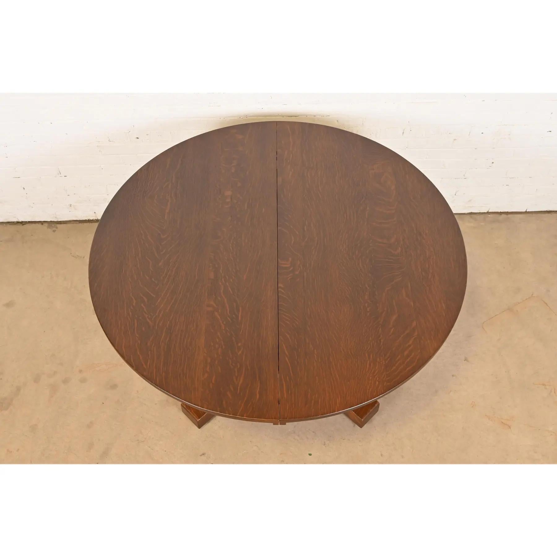 Stickley Brothers Antiker Missions-Esstisch aus Eiche im Arts & Crafts-Stil, neu lackiert (Frühes 20. Jahrhundert) im Angebot