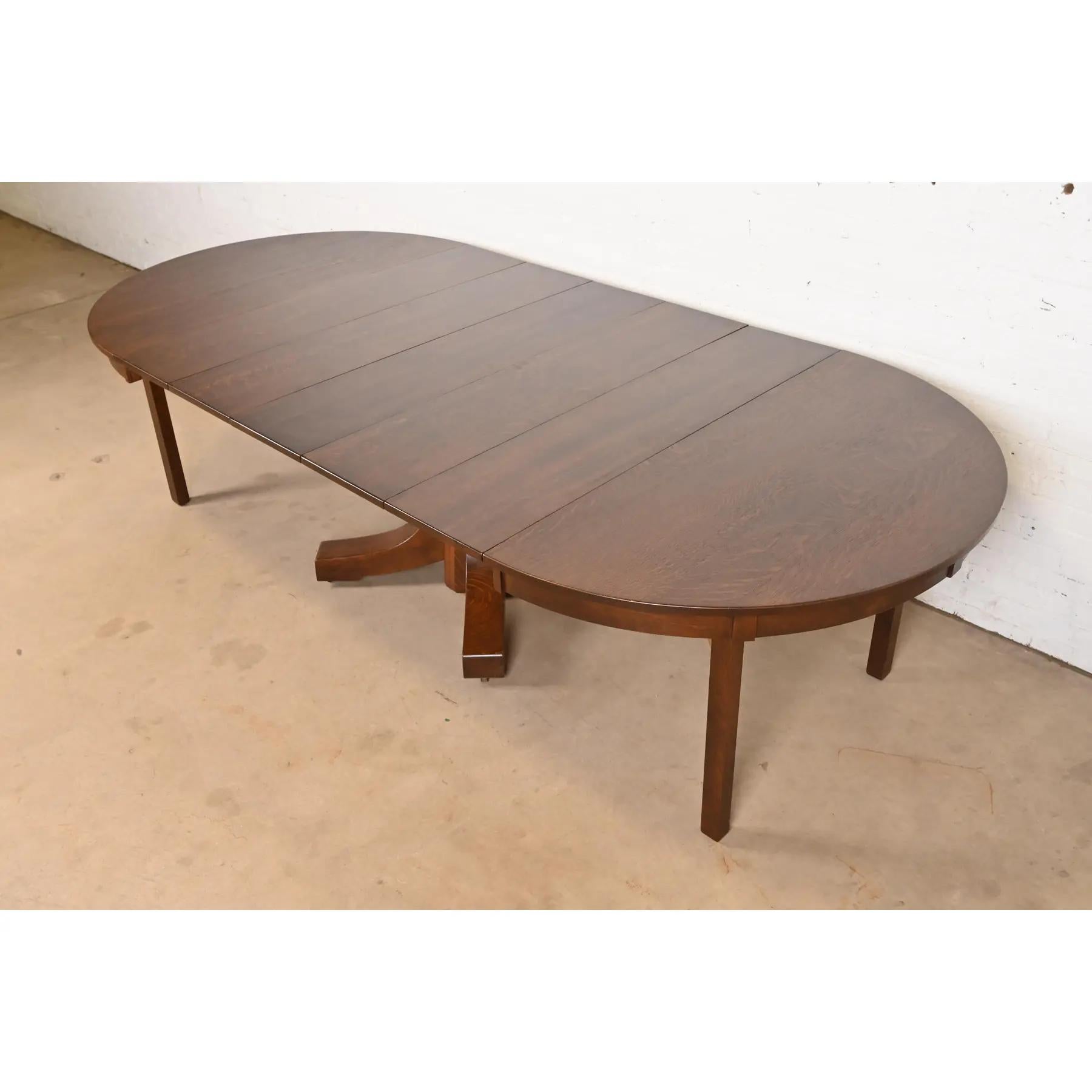 Stickley Brothers Antiker Missions-Esstisch aus Eiche im Arts & Crafts-Stil, neu lackiert im Angebot 2