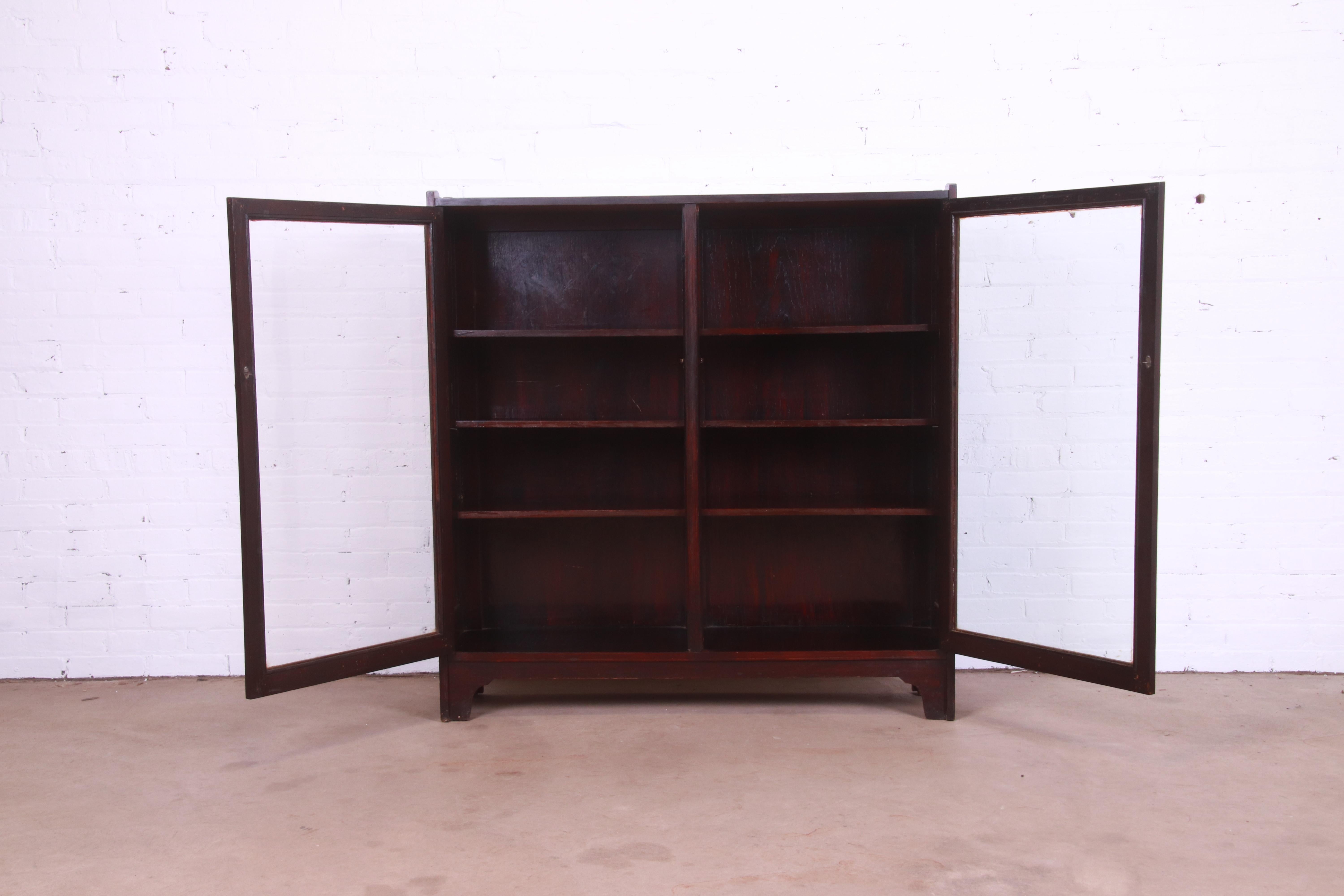 Stickley Brothers Antique Mission Oak Arts & Crafts Double Bookcase, Circa 1900 1