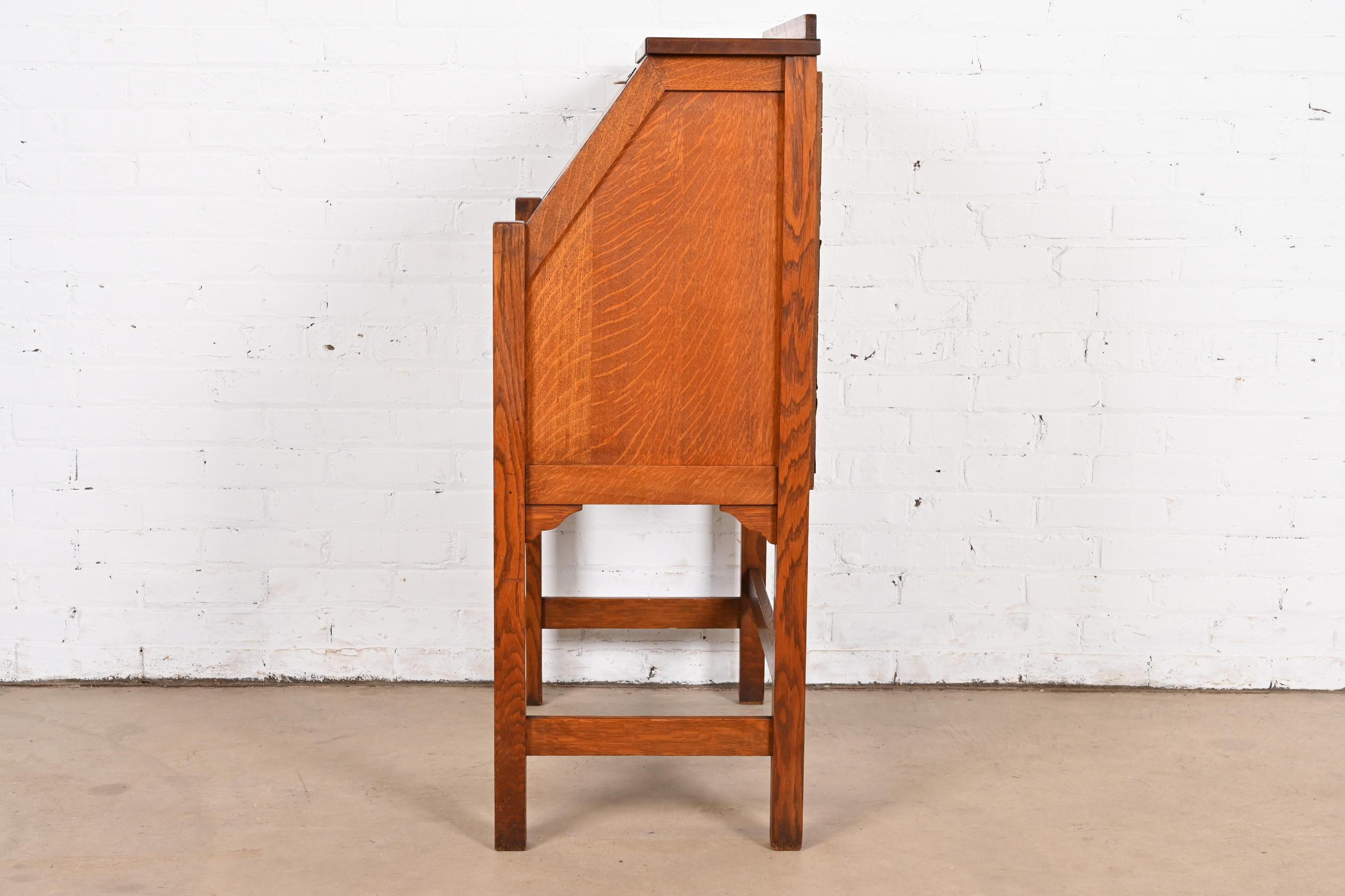 Stickley Brothers Antique Mission Oak Arts & Crafts Drop Front Secretary Desk 3