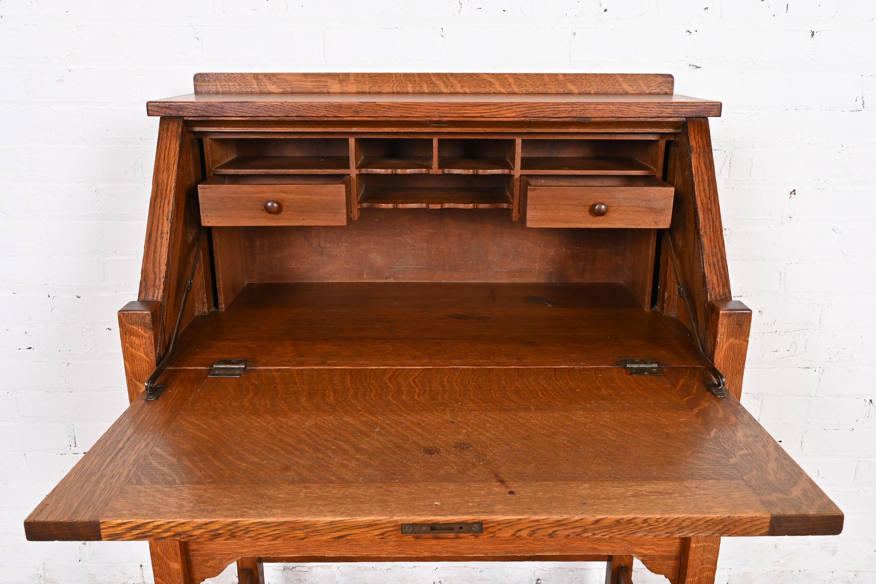 20th Century Stickley Brothers Antique Mission Oak Arts & Crafts Drop Front Secretary Desk
