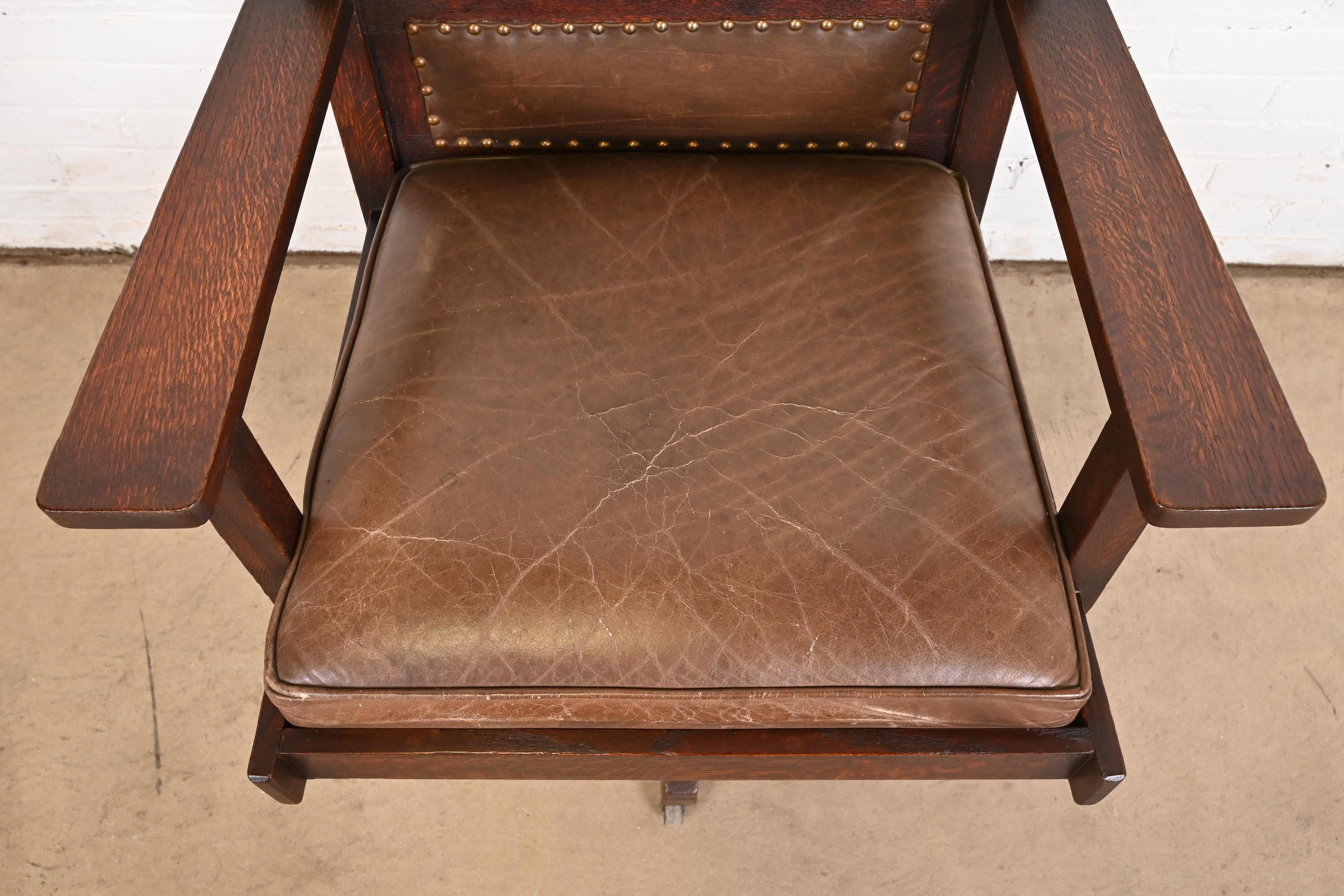 Stickley Brothers Antique Mission Oak Arts & Crafts Executive Swivel Desk Chair 2