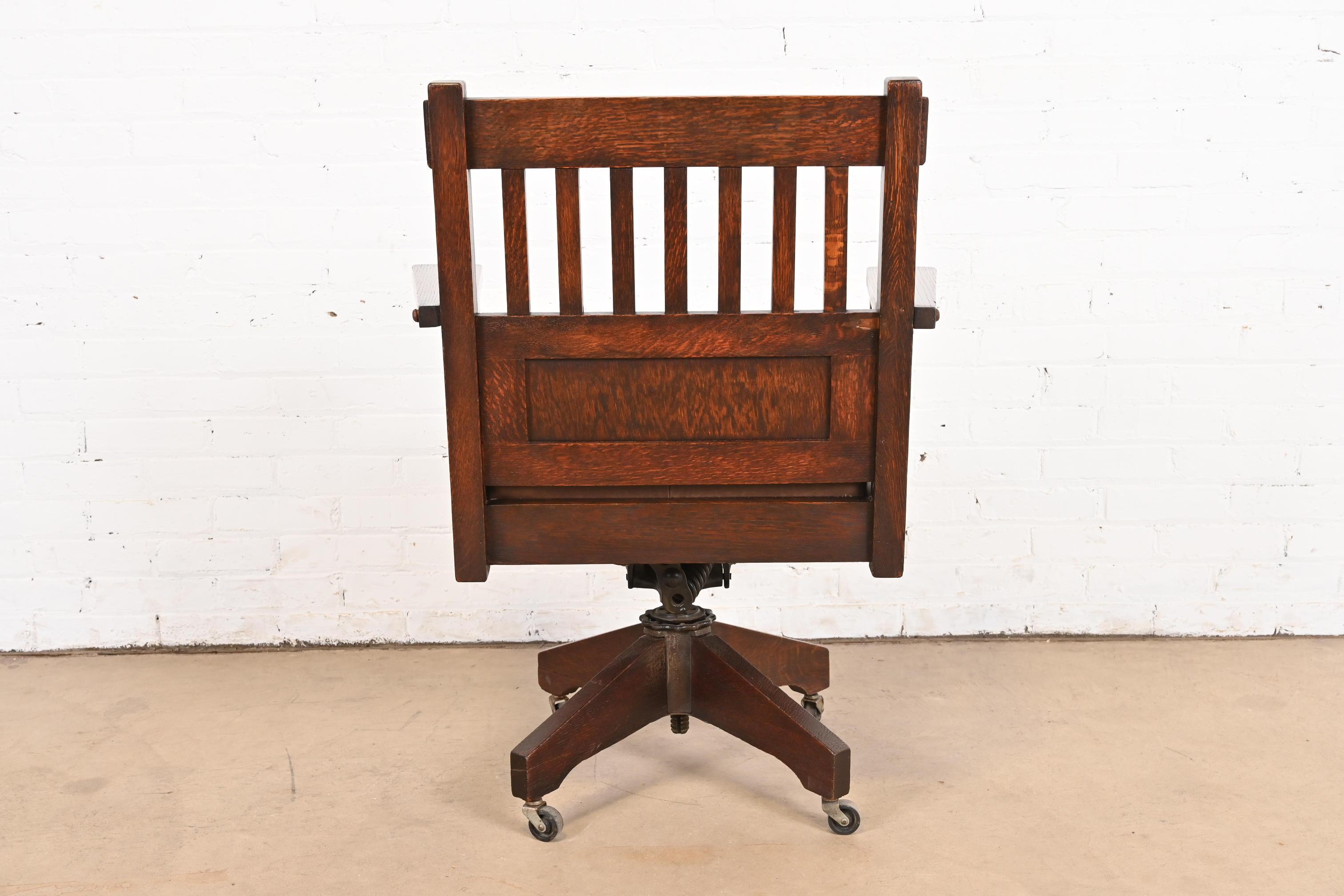 Stickley Brothers Antique Mission Oak Arts & Crafts Executive Swivel Desk Chair 5