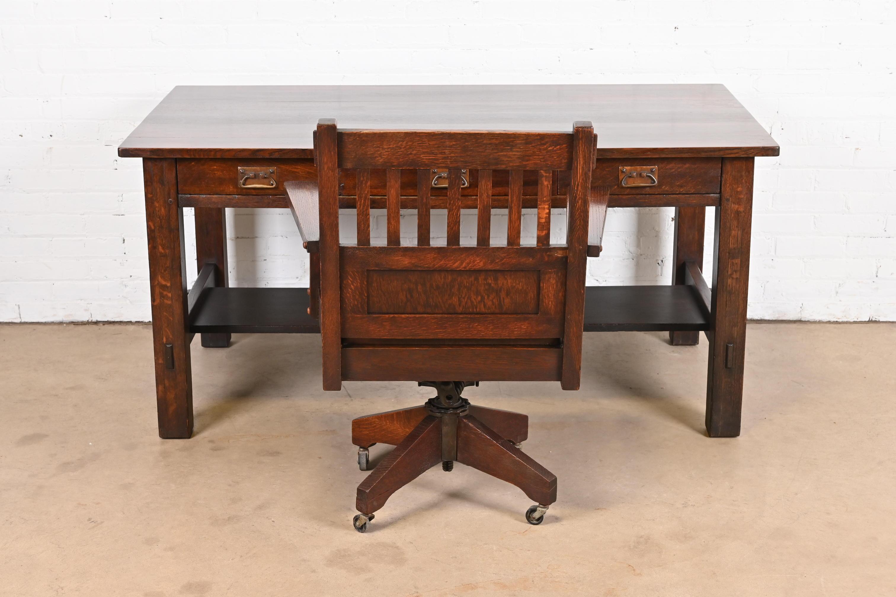Stickley Brothers Antique Mission Oak Arts & Crafts Executive Swivel Desk Chair 6