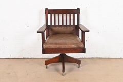 Stickley Brothers Antique Mission Oak Arts & Crafts Executive Swivel Desk Chair