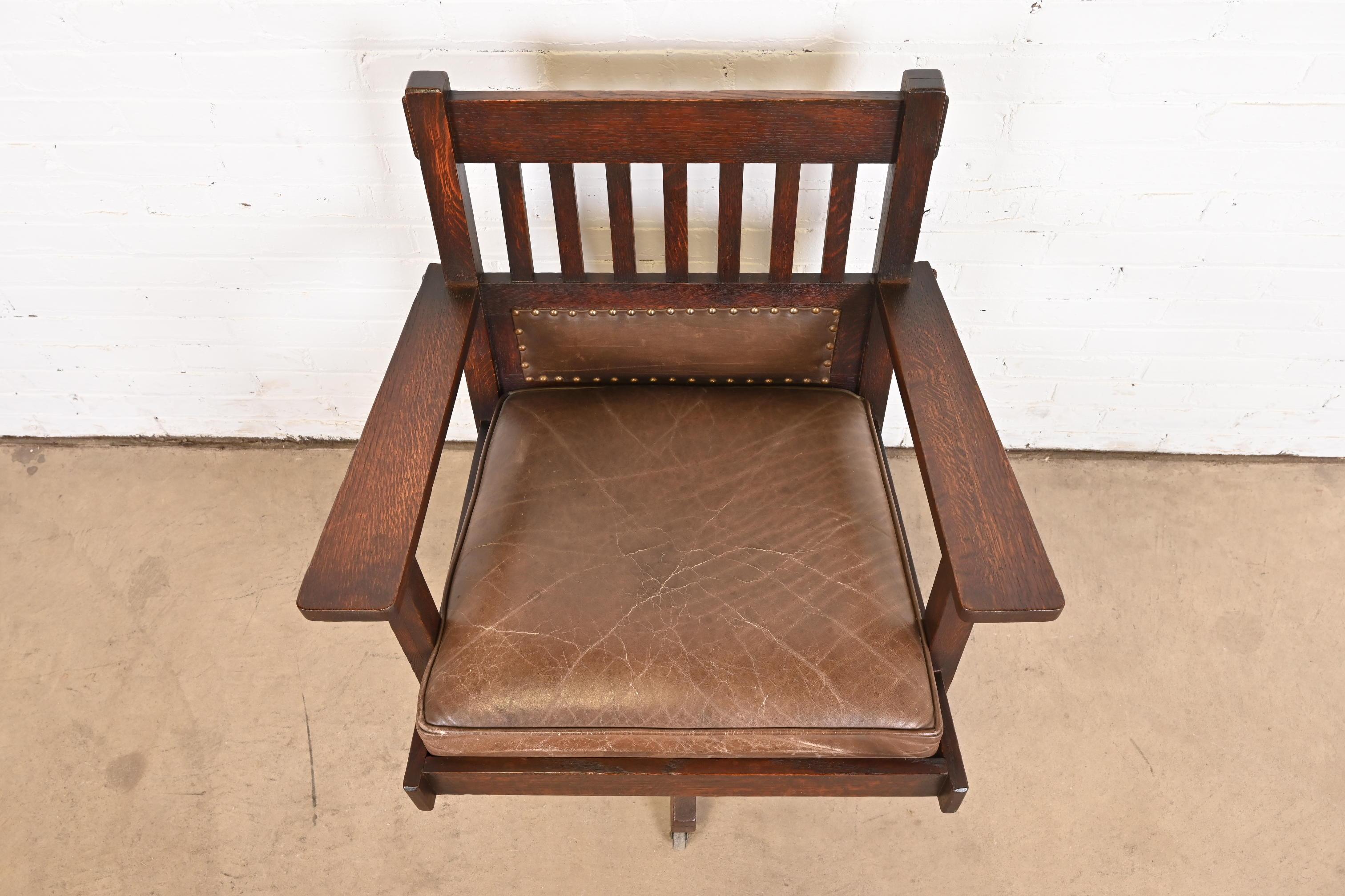 Stickley Brothers Antique Mission Oak Arts & Crafts Executive Swivel Desk Chair 1