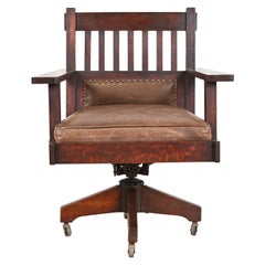 Stickley Brothers Antique Mission Oak Arts & Crafts Executive Swivel Desk Chair