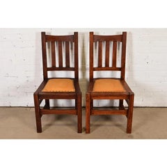 Stickley Brothers Antique Mission Oak Arts & Crafts or Dining Chairs, Pair