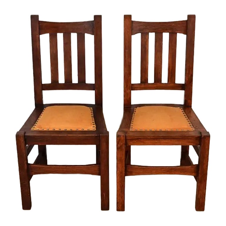 Stickley Brothers Antike Mission Arts 
Crafts Eiche oder Esszimmerstühle, Paar