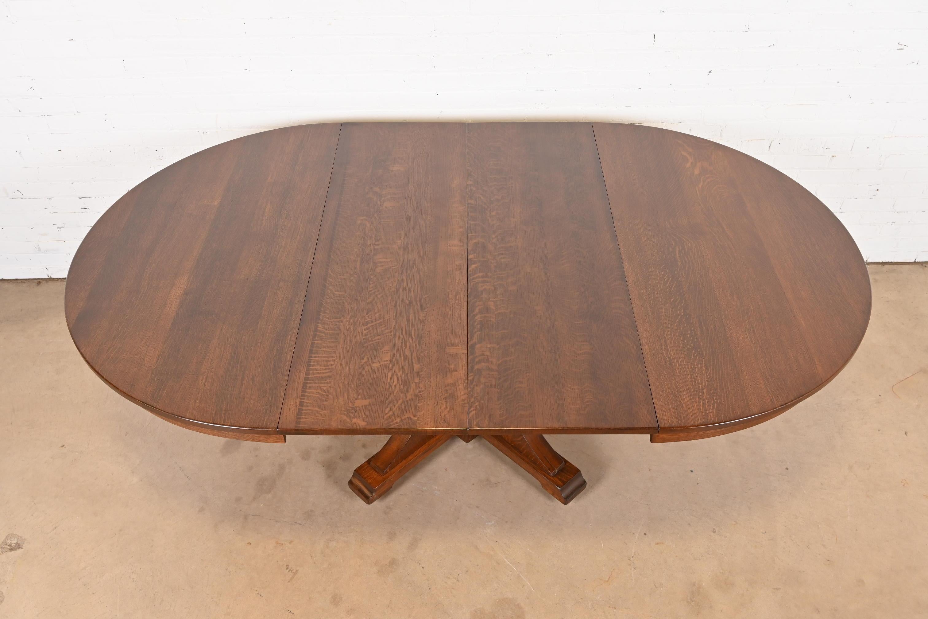 Stickley Brothers Antique Mission Oak Arts & Crafts Pedestal Dining Table For Sale 6
