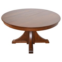 Stickley Brothers Antique Mission Oak Arts & Crafts Pedestal Dining Table