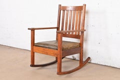 Stickley Brothers Antique Mission Oak Arts & Crafts Rocking Chair, Circa 1900