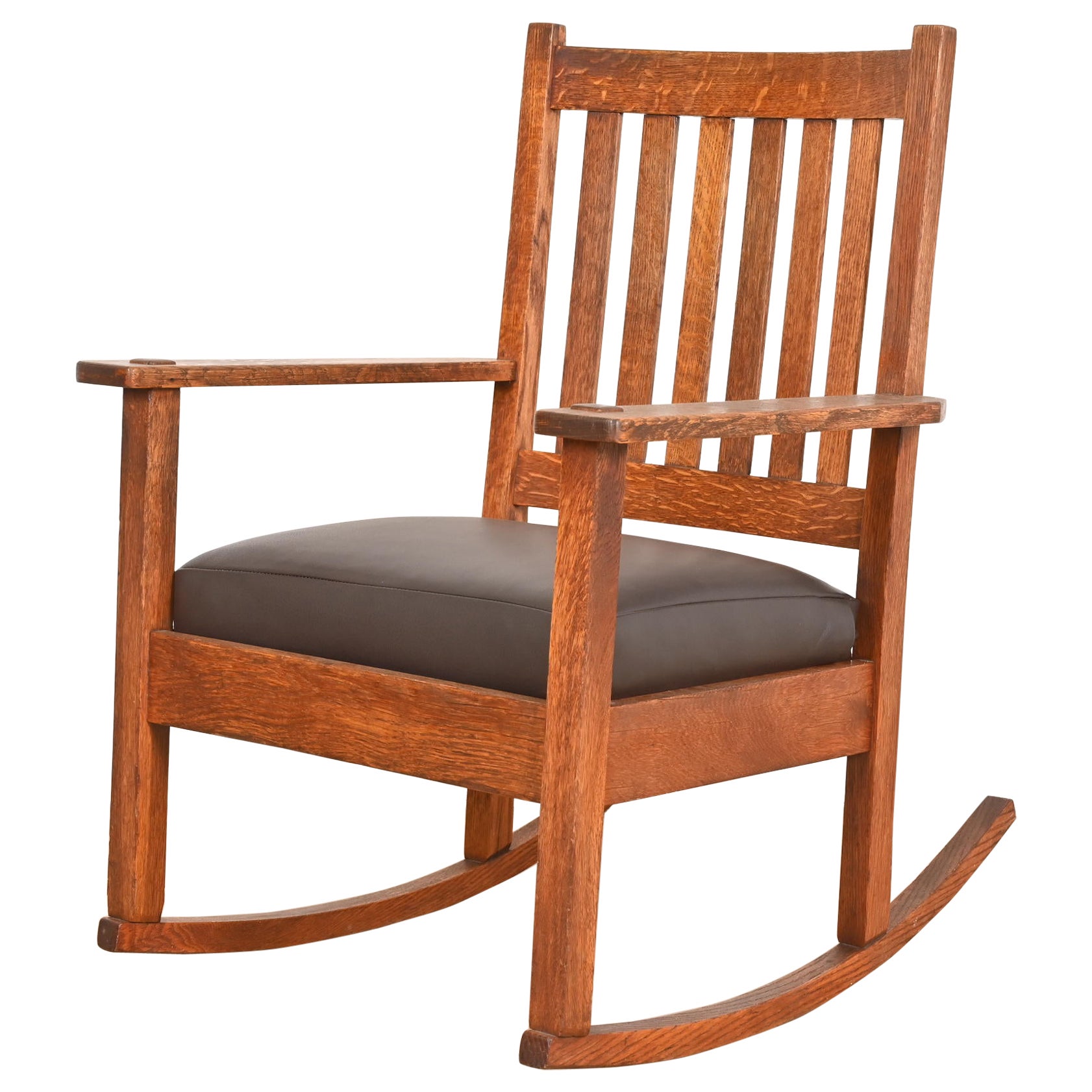 Stickley Brothers Antiker Missionsstuhl aus Eichenholz im Arts and Crafts-Stil, um 1900