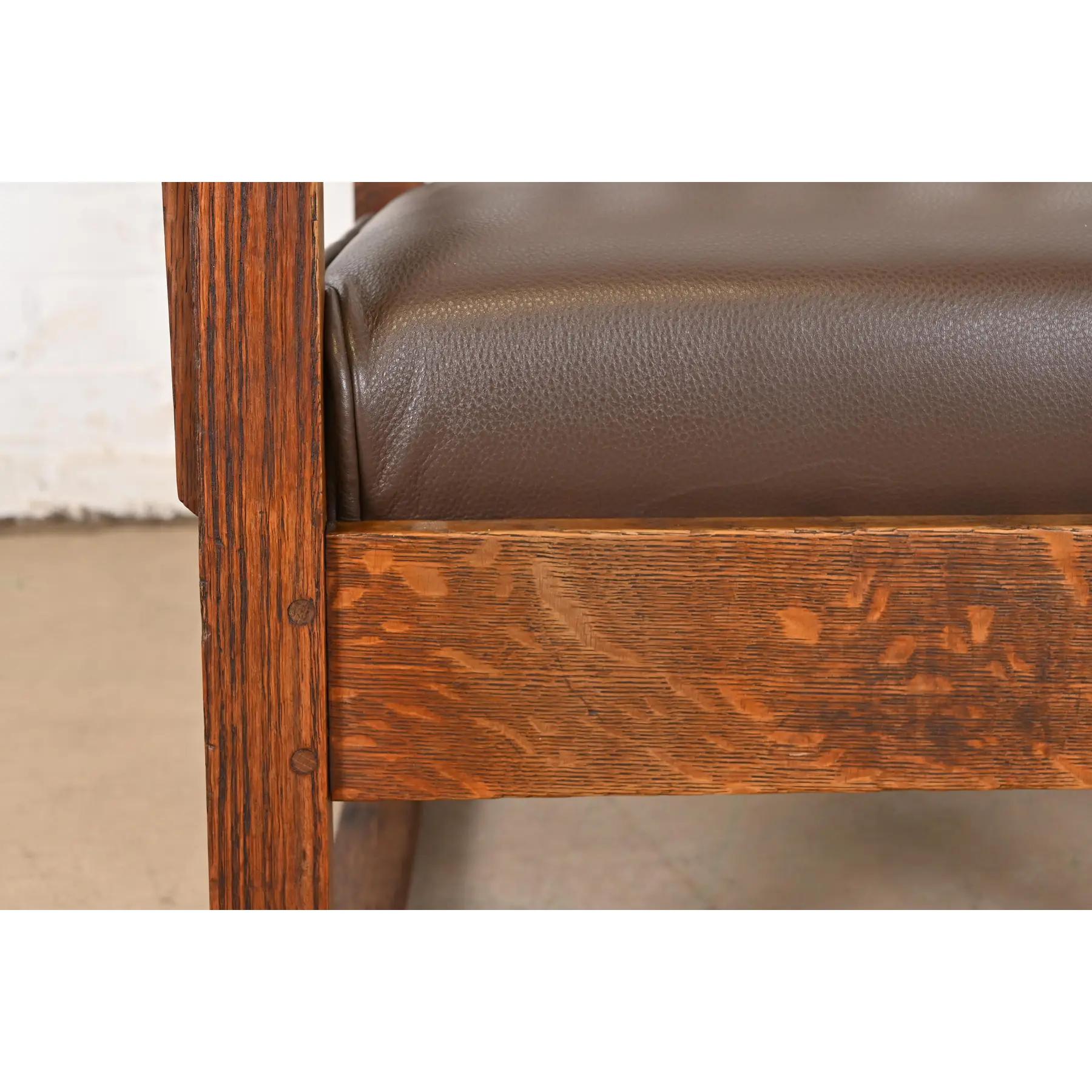 Stickley Brothers Antique Mission Oak Arts & Crafts Rocking Chair, Circa 1910 4